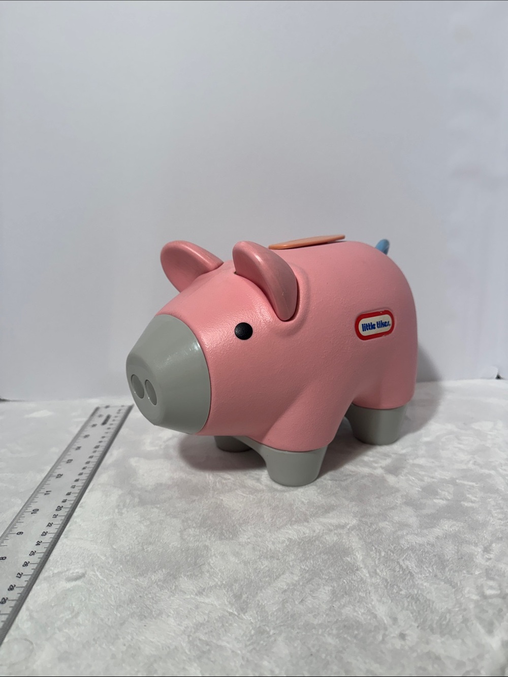 Vintage Little Tikes Pink Pig Piggy Coin Money Bank Curly Tail